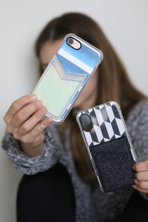 Black Adhesive Phone Card Holder