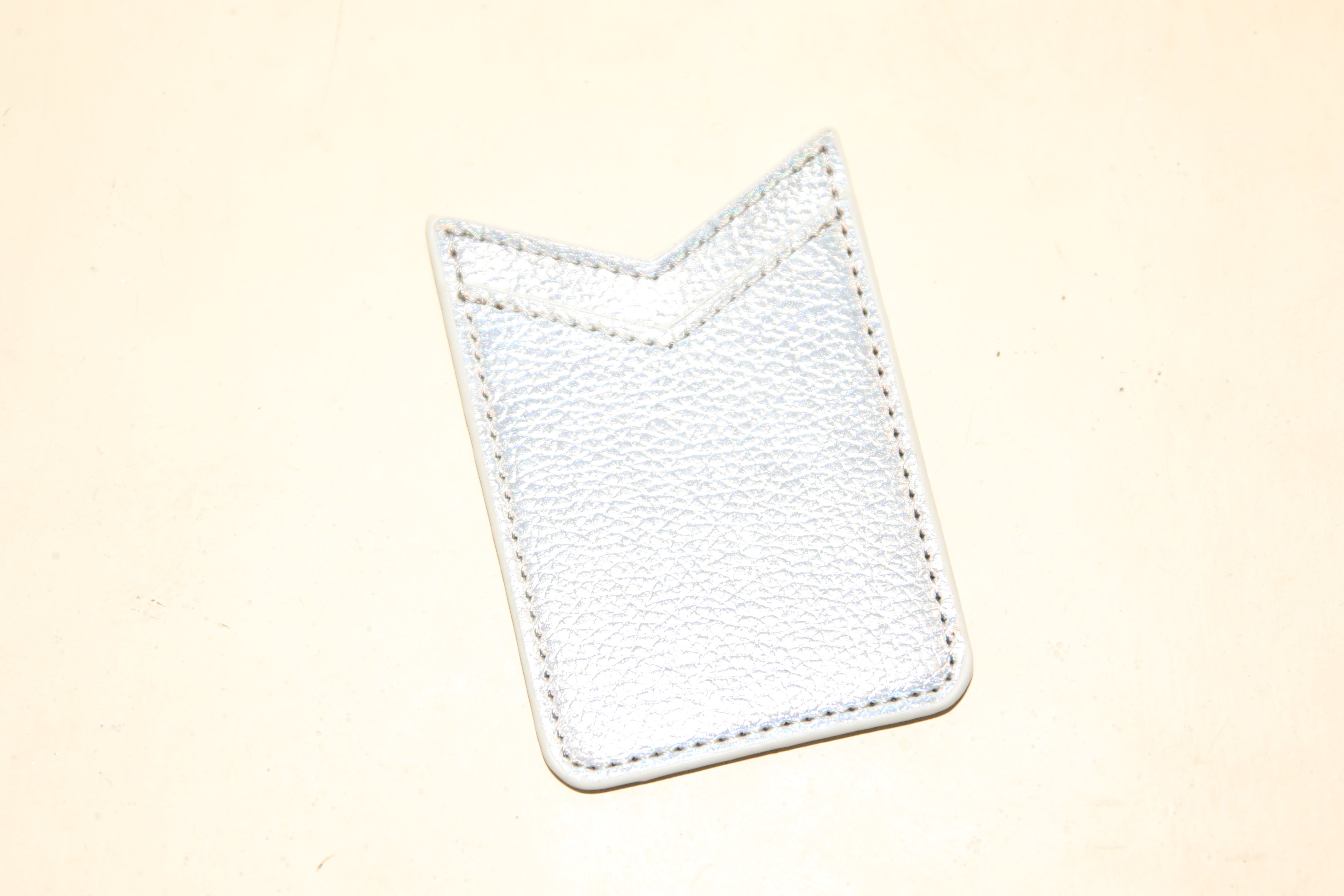 Silver Holographic Adhesive Phone Card Holder