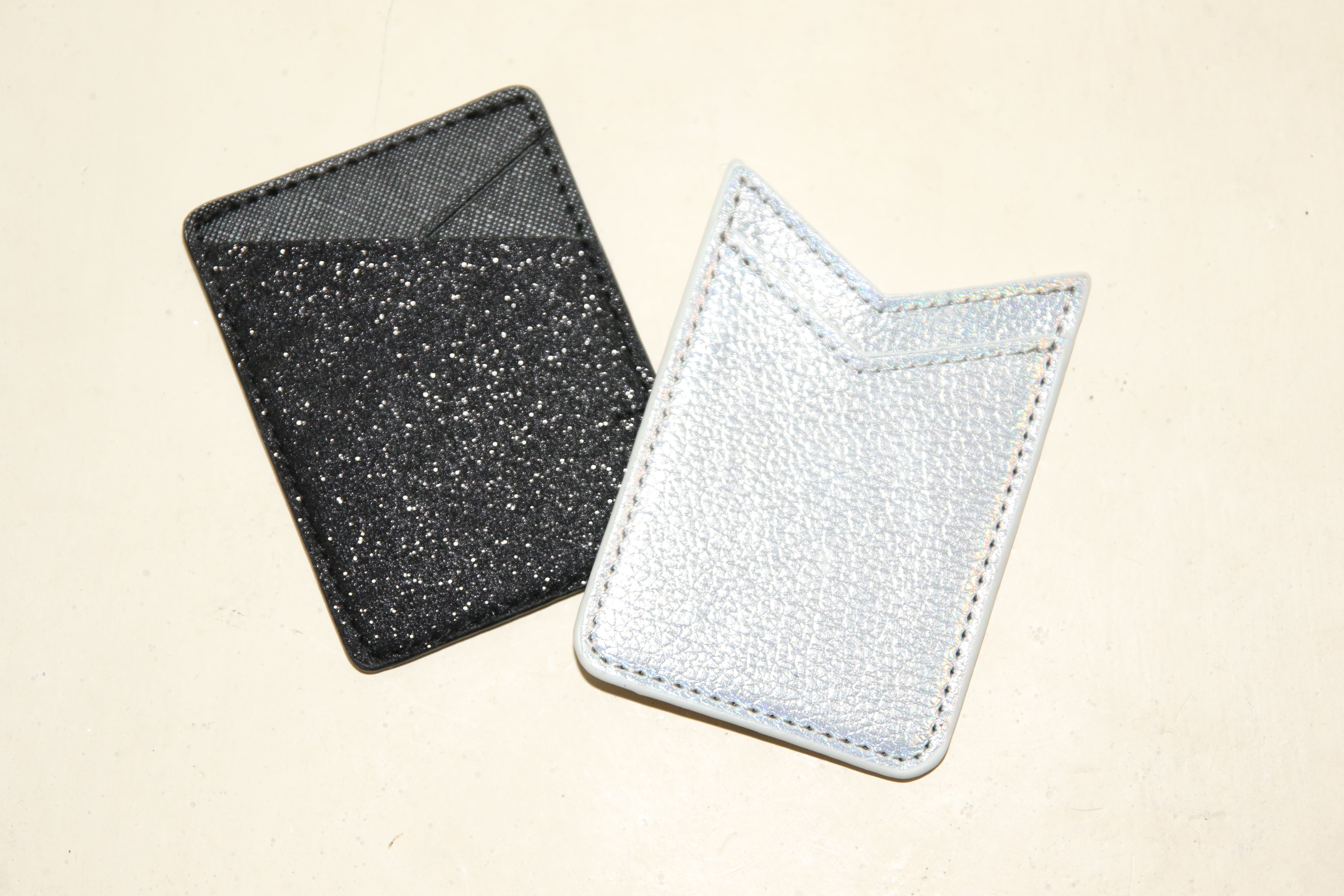 Silver Holographic Adhesive Phone Card Holder